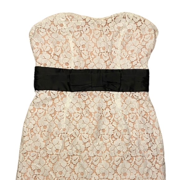 forever 21 women's white and pink lace strapless dress size S body con dress - Picture 3 of 8